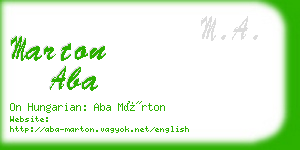 marton aba business card